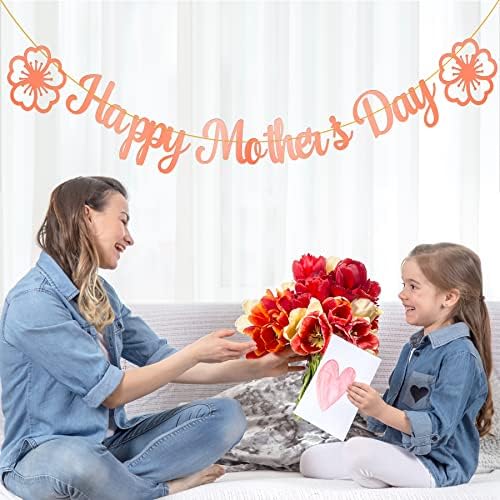 Банер с Деня на майката, Бижута от розово злато Ден на майката, Декор за рождения Ден на мама, Декорации за Деня на