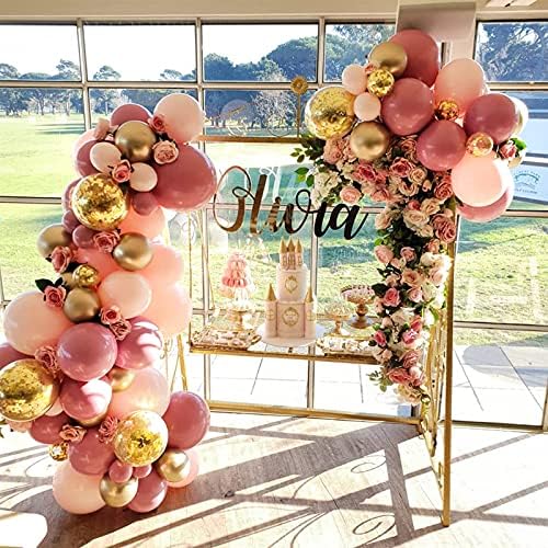 Розово-Златни балони PartyZi, 66 бр., Опаковка и светло Розови балони, Балони с конфети, Златни Метални балони, Латексови