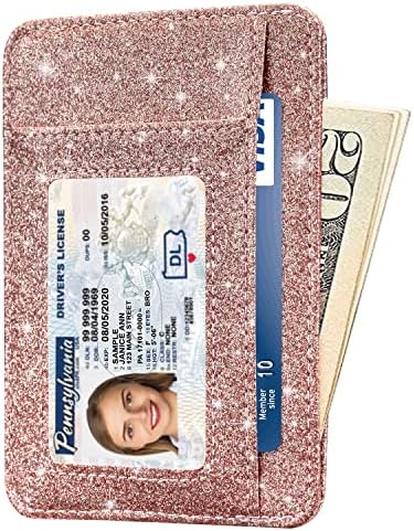 HOTCOOL Държач за Карти Чантата си, С Преден Джоб с Минималистичен Кожен Портфейл С RFID-Заключващ Държач