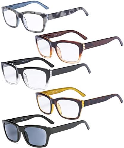 Eyekepper 3 опаковки Очила със сини Светофильтром За Мъже И жени - Голямата Квадратна Дограма за Компютърни Очила За четене Със защита от отблясъци на екрана Blue-Ray + 1.25