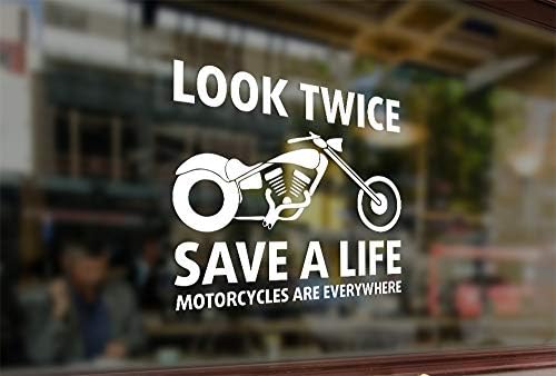 25 См Виж На Два Пъти Спаси Живота На Мотоциклет Винилови Стикери Забавни Стикери На Бронята На Колата На Авто
