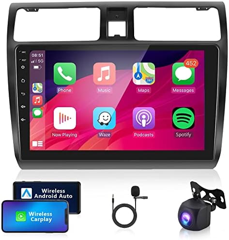 Автомобилна стерео система Android 2G 32G за Suzuki Swift 2005-2010 с wi-fi Apple Carplay, Rimoody 10.1-инчов Сензорен екран радиото в колата с GPS навигация Bluetooth FM Hi-Fi Android Auto + AHD Резервно помещение