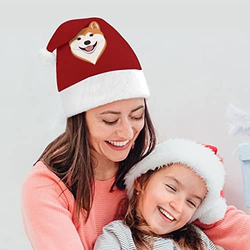 Класически коледни шапки унисекс с анимационни куче Акита, скъпа топла шапка на Дядо Коледа, коледни шапки-бини