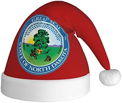 Коледна Шапка ZALTAS Seal of the State of North Dakota За възрастни, Удобни Меки Шапки на Дядо Коледа За Коледа, Нова Година,