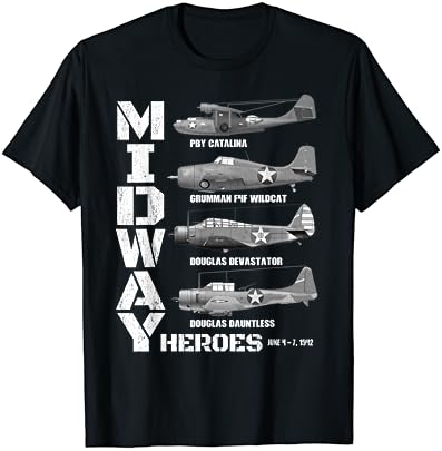 Тениска с изображение на американски самолети от времето на Втората световна война Битката за Мидуей