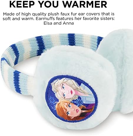 Зимните слушалки за момичета Disney, Детски комплект, 2 Ястия за уши Frozen, Светло синьо, Ръкавици -4-7 години