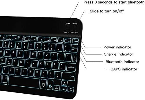 Клавиатура BoxWave за U8860 Honor (Клавиатура от BoxWave) - Клавиатура SlimKeys Bluetooth - с подсветка, Преносима клавиатура с удобен подсветка за U8860 Honor - Черно jet black