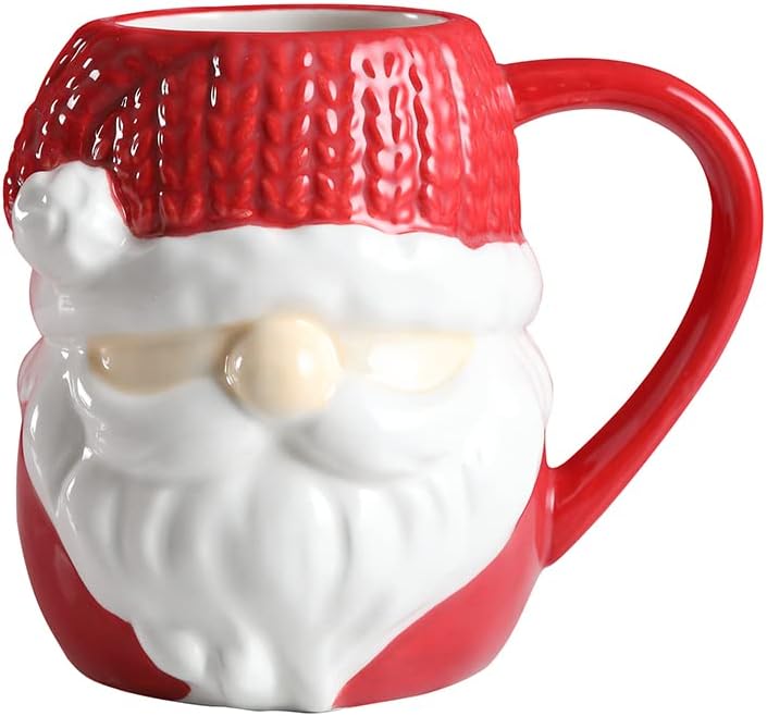 Керамична Коледна чаша Huilairen Santa | 14 унции | Керамична чаша ръчна изработка за кафе, Чай, вода с мляко |Зима украса|подарък за Коледа за жени, Деца, колеги, семейство, пр