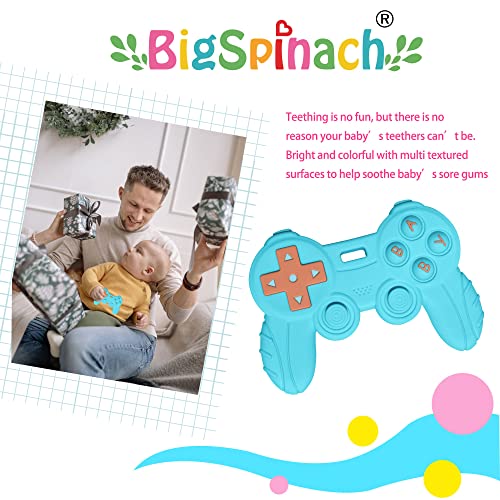 BIGSPINACH Детски Игри Контролер, Играчка-Прорезыватель, Силиконова Играчка за никнене на млечни зъби, за Родителите-Геймърите и Бъдещето на Децата-Геймъри, Готини Игри