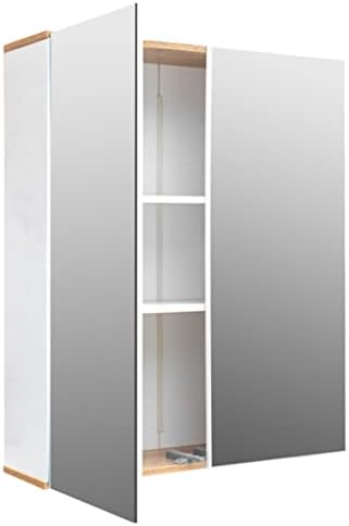 Стенен шкаф за баня QUUL 60x21x75 см, с Двойни Врати от ПДЧ, боядисана в Бяло МДФ и Оригиналния цвят Дърво.