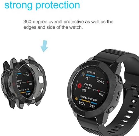 Калъф, Съвместим с умни часовник Garmin Fenix 6, Прозрачен устойчив на удари калъф от TPU със защита от надраскване, защитен