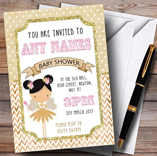 Пощенска Картичка Зоопарк Фея Блясък На Злато Покани За Момичета Покани За Участие В Детски Душ