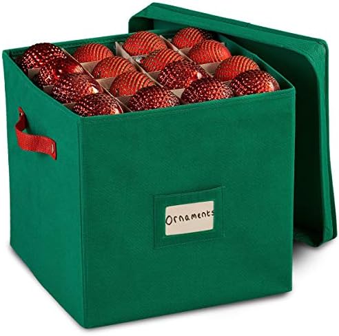 Здрава кутия за съхранение на коледна украса от нетъкан текстил със свалящ се капак, вмещающая до 64 стандартни