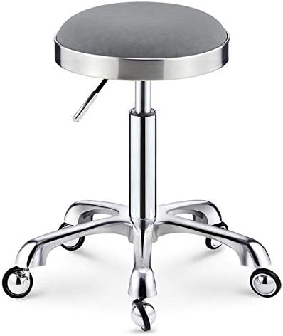 Постелки-Столче на колела, Офис стол-седло със сиво седалка от изкуствена кожа Регулируема височина 45-55 см, Поддържан тегло