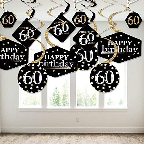 Big Dot of Happiness За възрастни на 60-ия рожден ден - Златен - Комплект за украса на парти по случай рождения Ден
