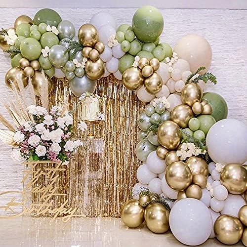 KКомплект за арка от зелени И златни топки с градински чай, Декор от Маслинови и златни Топки, Детски Душ,
