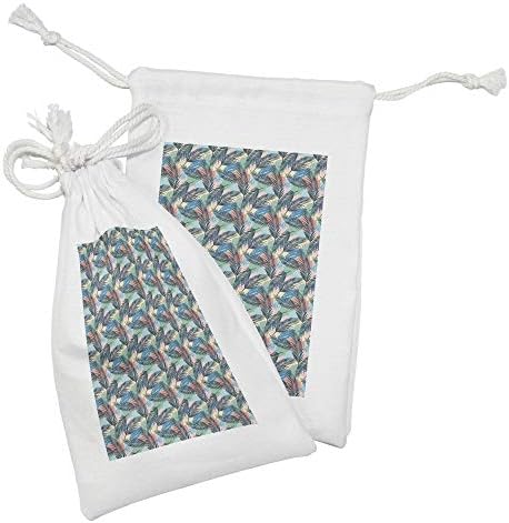 Foldout Платнена торбичка за ръце, Комплект от 2 Креативни и Забавни тропически растения Пастелни Абстрактни цветове, на