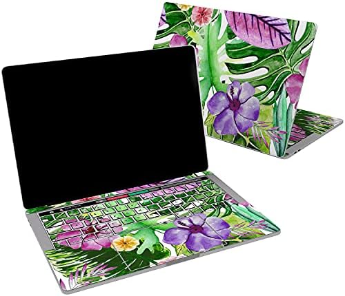 Vinyl Обвивка Lex Altern е Съвместима с MacBook Air 13 инча Mac Pro 16 Retina 15 12 2019 2020 2018 Пъстри Цветя и Тропически Листа Зелена Малайзия Принт Капак на Лаптопа Стикер Стикер Тъчпад Защи