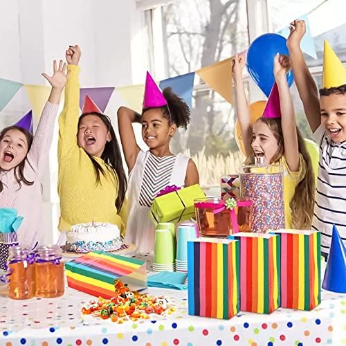 Cedilis 100 Опаковки Преливащи пакети за подаръци на парти, Хартиени пакети за деца, Цветни Пакети за празнични