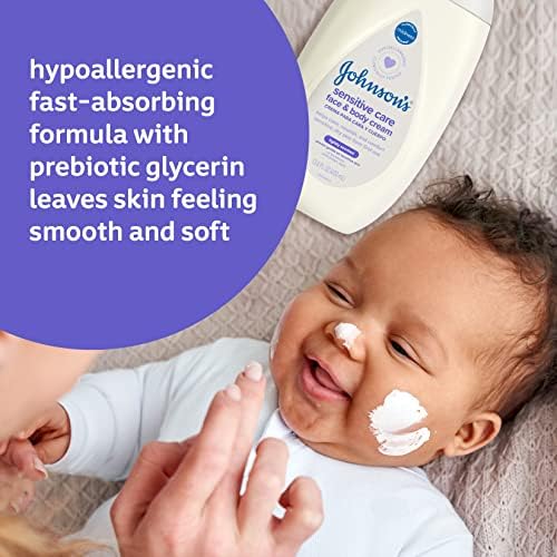 Johnson ' s Sensitive Care-Крем за лице и тяло, за бебета, за Ежедневен Хидратиращ Детски крем за успокояване