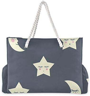 Чанта за пазаруване ALAZA Sleeping Night Stars and Moon Beach Toy Чанта за плаж, Душ Кабина, Плувен басейн