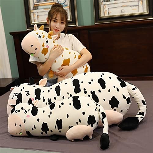 SSxgslbh, 1 бр., 90/110 см, сладък плюшен играчка Зад крава, Плюшевое Животно, кукла-Крава, Възглавница за сън, подарък за рожден ден (Цвят: черен височина: 90 см)