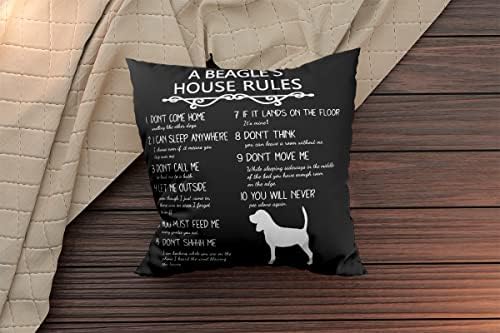 Правилата на дома Бигля, Калъфка За възглавница, една Калъфка за възглавница Декоративна Калъфка за кучета Бигъл 18 X 18 за разтегателни дивана, Подаръци за любителит