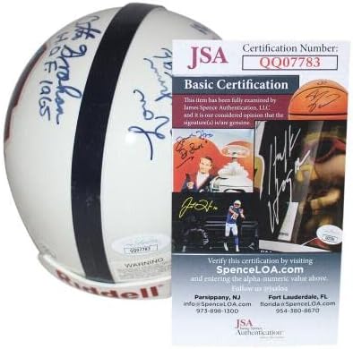 Мини-Каска с автограф от Залата на Славата Ото Греъм, Крикмура, Ренфро, Пери JSA 36474 - Мини-каски NFL с автограф