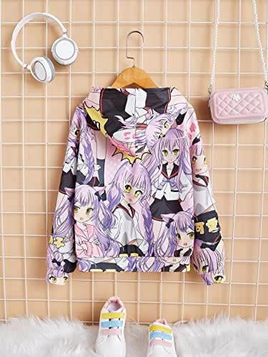 Модни блузи и жилетки LEWGEL за момичета, hoody с дизайн за момичета (Цвят: многоцветен, Размер: 10Y)