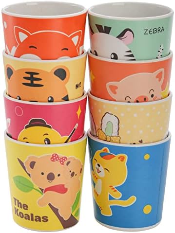 Детска чаша от бамбук Lyellfe, 8 опаковки, екологични, супер Сладки мультяшные чаши за пиене, за деца, 6 унции, без бисфенол