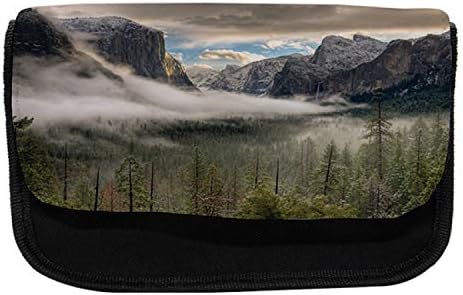 Молив случай за моливи Lunarable Yosemite, Valley in a Misty Morning, Текстилен молив случай за моливи с двоен цип, 8,5 x 5,5,
