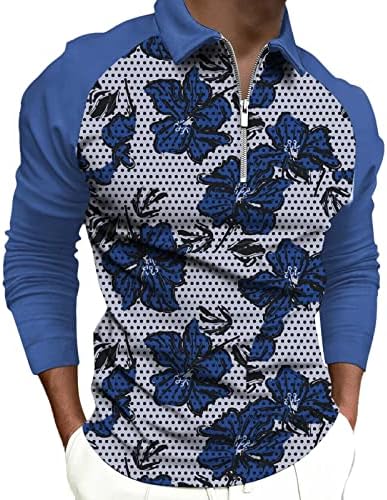 Мъжки Ризи Поло WOCACHI 2022 джоб с Дълъг Ръкав в Цветарски Грах, Блузи за Голф в стил Мозайка, Ежедневни Дизайнерска