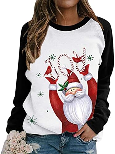 Жена Грозна Коледен Най-Hoody с Принтом Коледните Лосове, Тениска, Hoody с дълги ръкави, Ежедневна Блуза, Пуловер