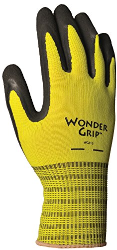 Работни ръкавици Wonder Grip WG310XL от ултра силна фланелка с двойно покритие на дланта и черен Нитрил, Отлично Сцепление с мокра или суха повърхност, X-Large