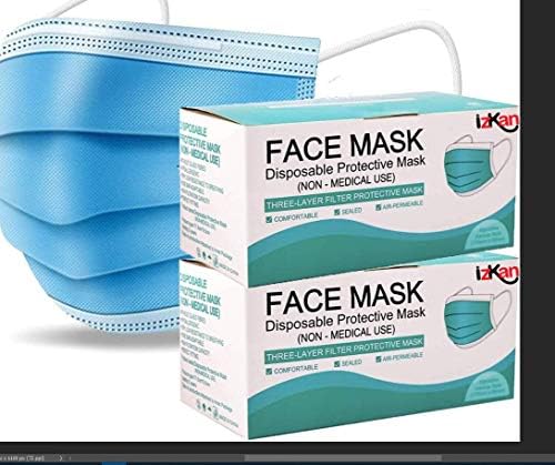 Izkan - 100 Кутии 3-слойна за еднократна употреба на маски за лице, които предпазват от прах и цветен прашец, които предпазват
