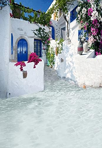 Laeacco 5x7ft Гърция на Фона на Романтичен Фон за Сватбени снимки на Санторини Егейско море на Гръцка Архитектура