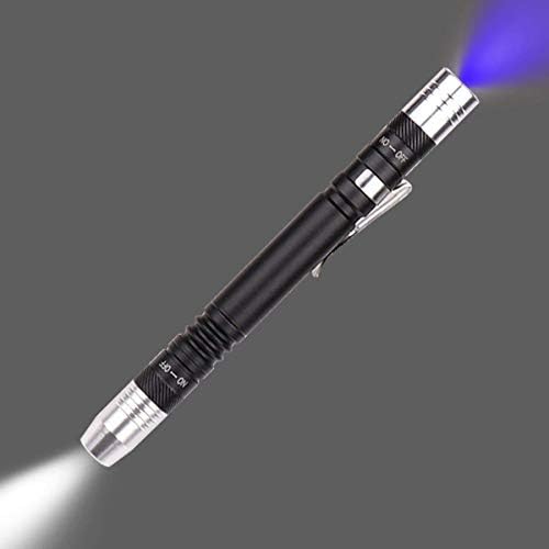 Дръжка Детектор на светлината на Факела на Ултравиолетово Фенерче Бял Лилаво за Тестото Мини Дръжка UV Фенерче 395нм 2 в 1