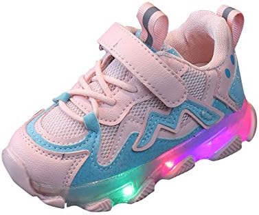 Маратонки Детски Светещи с led осветление За момичета, Детски Обувки За бягане, Спортни Окото Детски обувки За момичета (Розови, 4,5-5 години)