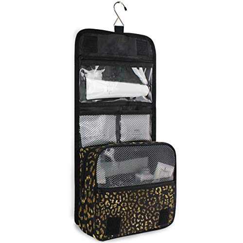 ALAZA Златен Леопардовый Разпечатки От Кожата на Животното Пътна Чанта за Тоалетни Принадлежности Подвесная богат