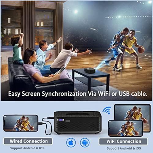 Проектор, Wi-Fi, Шрайбпроектор VILINICE 7500L Mini Bluetooth, Преносим Проектор за телефон с wi-огледален дисплей, поддържа 1080P резолюция и 240 , е Съвместим с Fire Stick, HDMI, VGA, USB, телевизор