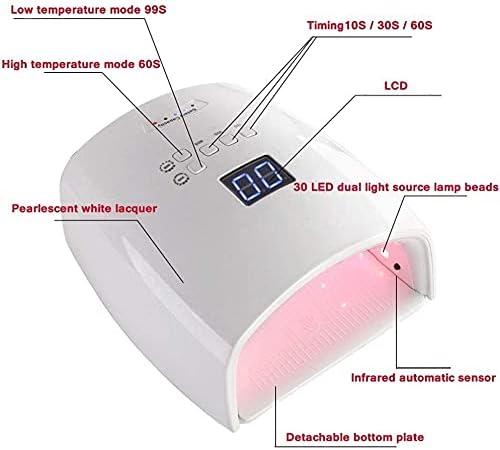 ZCX Нокти Light Безжична Професионална лампа за Гел за нокти 48 W, Акумулаторна UV led Лампа за нокти, Сешоар за нокти,