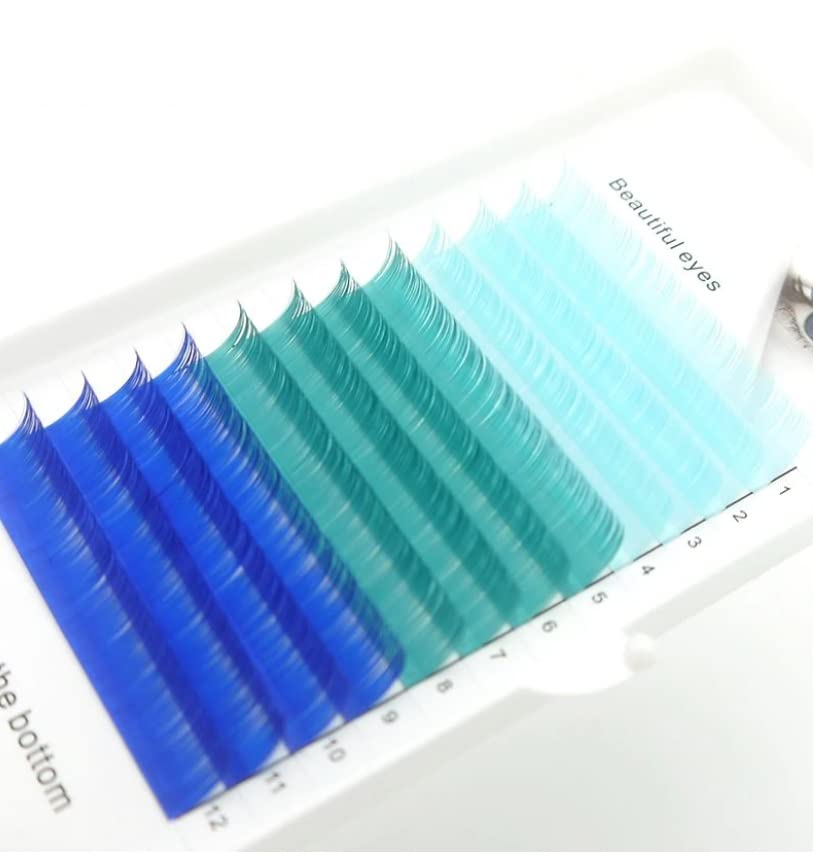 Изкусителни мигли се смесва цветове за съраунд изграждане на C. 07mm - Мигли омбре (синьо с лилави с върховете)