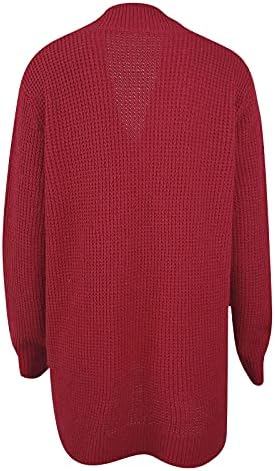 FOVIGUO Обикновен Есенен Пуловер с дълъг ръкав Ladie's Workout Дълъг Обикновен Пуловер Свободно Намаляване С V-образно деколте,