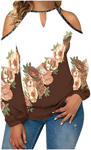 НОКМОПО Блузи за Жени, Есенна Мода, Ежедневни Темпераментен тениска с кръгло деколте и открити Рамене в едно цвете, за да е Подходяща По Цвят Риза С Дълъг Ръкав