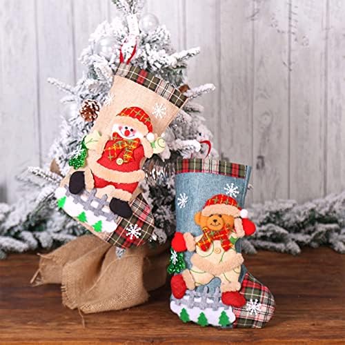 Коледни Аксесоари Подаръчни Пакети Аксесоари За Украса на Коледната Елха на Окачването Подарък Пакети Чорапи Украса Малки Коледни Чорапи Диамантени Бижута за Бан