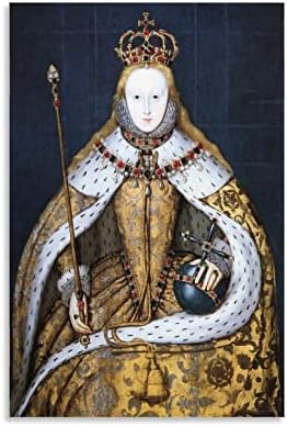 Кралица Елизабет I в Своя Коронационном Одеяние, Ретро Арт Плакат, Стенни Щампи върху Платното за Декора на стените, Интериор