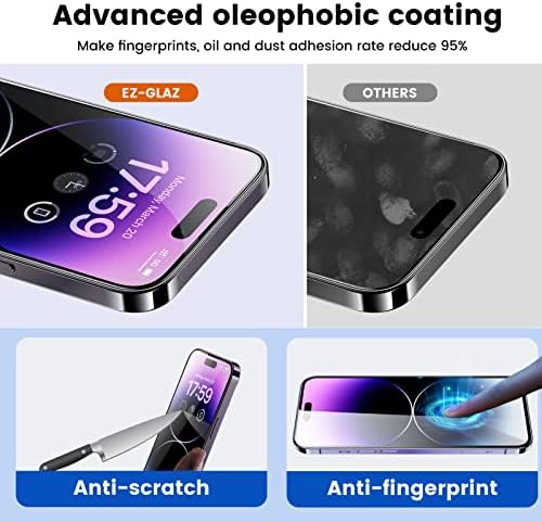 EZ-GLAZ [4 + 2 комплекта защитни фолиа, изработени от закалено стъкло за iPhone 14 Pro Max 6,7 ' с комплект