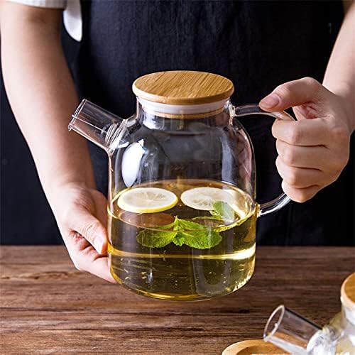 Стъклена кана за приготвяне на чай, Чайник Стъкло за печки, Прозрачна Кана за Хлабав чай (1800 мл / 60 грама)