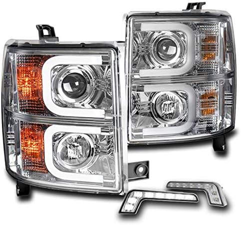 ZMAUTOPARTS За 2014-2015 Chevy Silverado 1500 LED DRL Хромирани Проекторные Фарове Лампи с 6,25 Бели led светлини