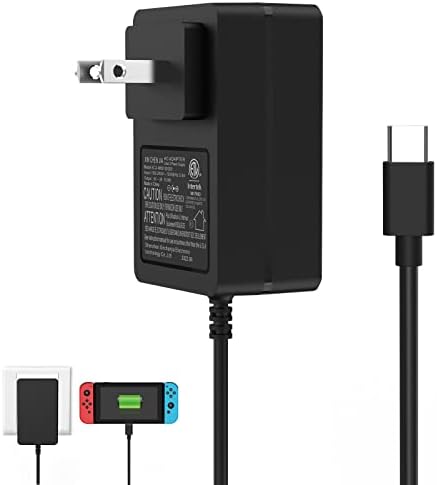 Зарядно устройство за Nintendo Switch, Бързо зарядно устройство MIUOLV Switch мощност 15 W, посочено в UL, Адаптер за променлив